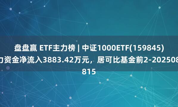 盘盘赢 ETF主力榜 | 中证1000ETF(159845)主力资金净流入3883.42万元，居可比基金前2-20250815