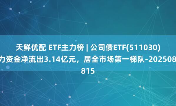 天鲜优配 ETF主力榜 | 公司债ETF(511030)主力资金净流出3.14亿元，居全市场第一梯队-20250815